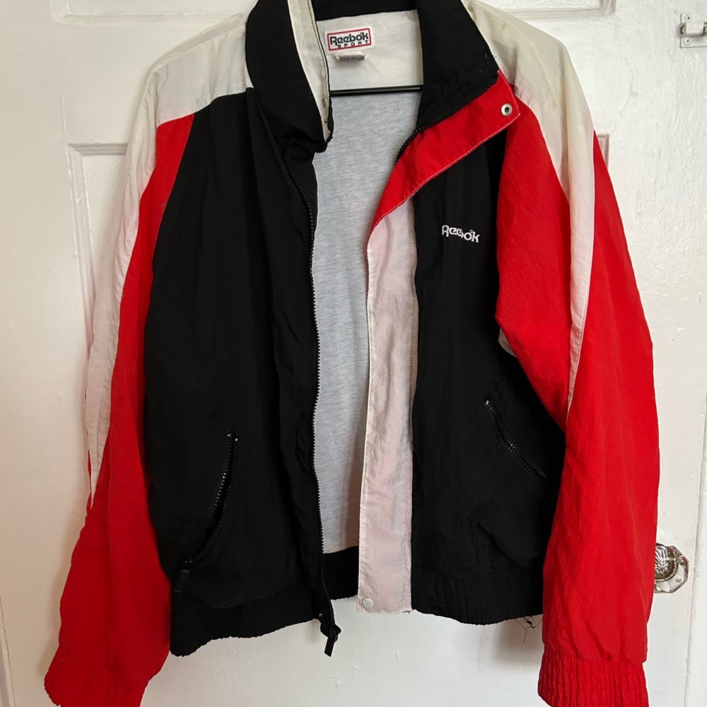 Vintage 80s Reebok Red and Black Windbreaker Jacket